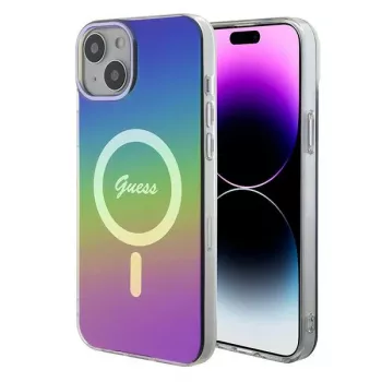 Guess IML Iridescent ovitek MagSafe zadnji pokrov za Apple iPhone 15 Plus večbarven