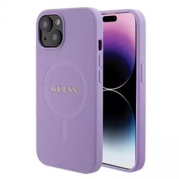Guess GUHMP15MPSAHMCU Saffiano MagSafe trda torbica za iPhone 15 Plus / 14 Plus 6,7 inch, vijolična
