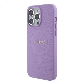 Guess GUHMP15LPSAHMCU Saffiano MagSafe trda torbica za Apple iPhone 15 Pro 6,1 inch, vijolična