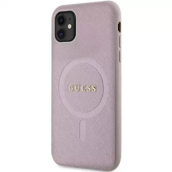 Guess GUHMN61PSAHMCP trda ovitek Saffiano MagSafe za iPhone 11 / Xr 6.1 roza