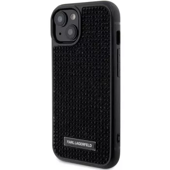 Karl Lagerfeld KLHCP15SHDSPLK iPhone 15 / 14 / 13 6.1 črn trda ovitek logotip iz kristalčkov kovinska plošča