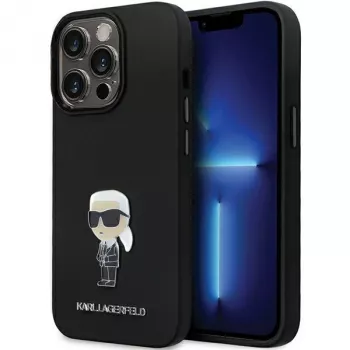 Karl Lagerfeld KLHCP14XSMHKNPK silikonski ovitek Ikonik s kovinsko zaponko za Apple iPhone 14 Pro Max 6,7 črn