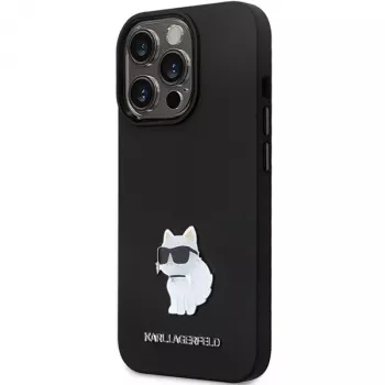 Karl Lagerfeld KLHCP14LSMHCNPK silikonski trdi ovitek s kovinsko zaponko za iPhone 14 Pro 6,1 inch – črn