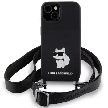 Karl Lagerfeld KLHCP15SSCBSCNK iPhone 15 / 14 / 13 6.1 trdi ovitek črn Crossbody silikon Choupette