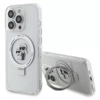 Karl Lagerfeld KLHMP13LHMRSKCH bela trda školjka z obročem Karl & Choupette MagSafe za iPhone 13 Pro / 13 6,1 inch