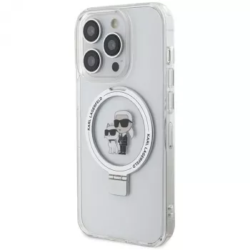 Karl Lagerfeld KLHMP13LHMRSKCH bela trda školjka z obročem Karl & Choupette MagSafe za iPhone 13 Pro / 13 6,1 inch