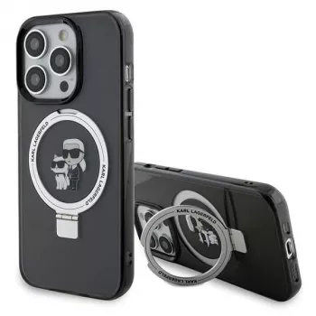 Karl Lagerfeld KLHMP15XHMRSKCK črna trda školjka z obročem Karl & Choupette MagSafe za iPhone 15 Pro Max 6,7 inch
