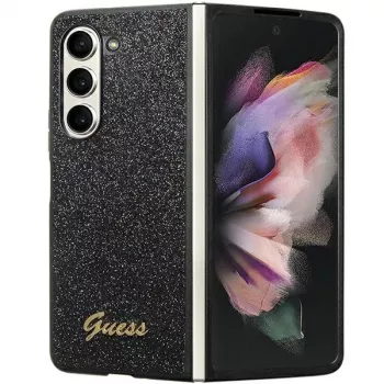 Guess Glitter Script F946 trdi ovitek za Samsung Galaxy Z Fold5, črn