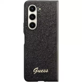 Guess Glitter Script F946 trdi ovitek za Samsung Galaxy Z Fold5, črn