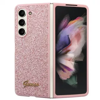 Guess GUHCZFD5HGGSHP F946 Glitter Script trdi ovitek za Samsung Galaxy Z Fold5 - roza
