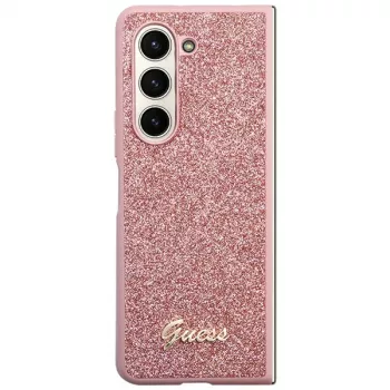 Guess GUHCZFD5HGGSHP F946 Glitter Script trdi ovitek za Samsung Galaxy Z Fold5 - roza