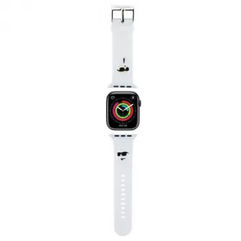 Karl Lagerfeld KLAWMSLKCNH zapestnica za Apple Watch 38/40/41mm bela 3D Rubber Karl & Choupette Heads