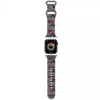 Hello Kitty HKAWMSDIEZK silikonska zapestnica za Apple Watch 38/40/41mm črna z pentljami in črtami