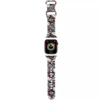 Hello Kitty HKAWMSDGPTE zapestnica za Apple Watch 38/40/41mm bež silikonska Graffiti Tags