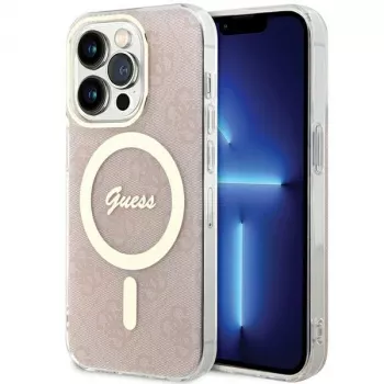 Guess GUHMP15LH4STP trdi ovitek za Apple iPhone 15 Pro 6,1 inch, roza, IML 4G MagSafe