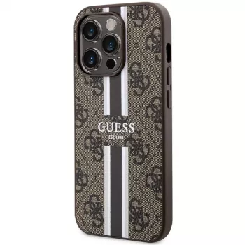 Guess GUHMP15LP4RPSW iPhone 15 Pro 6,1 inch trdi ovitek, rjav, potiskani trakovi, MagSafe