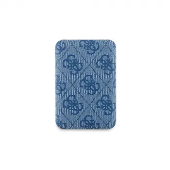 Guess brezžična prenosna baterija 5000mAh, modra, 4G usnje, Metal Logo, MagSafe 15W