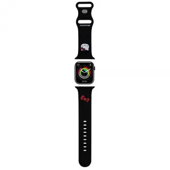 Hello Kitty HKAWLSCHBLK silikonski pašček za Apple Watch 42/44/45/49mm, črn