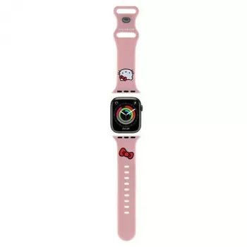 Hello Kitty HKAWLSCHBLP silikonski pašček za Apple Watch 42/44/45/49mm, roza