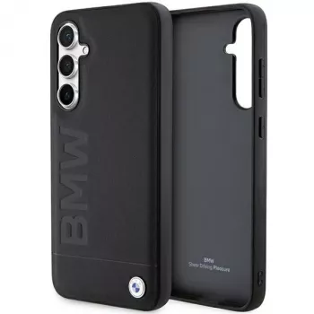 BMW S23 FE S711 črni usnjeni ovitek s toplotnim tiskom za Samsung Galaxy S23 FE