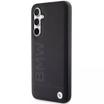 BMW S23 FE S711 črni usnjeni ovitek s toplotnim tiskom za Samsung Galaxy S23 FE