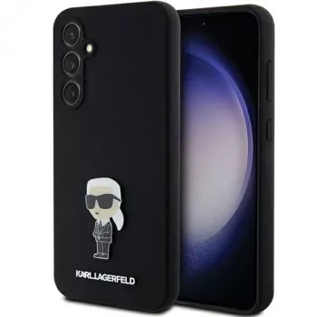 Karl Lagerfeld KLHCS23FEMHKNPK S23 FE S711 črni silikonski zaščitni ovitek Ikonik Metal Pin