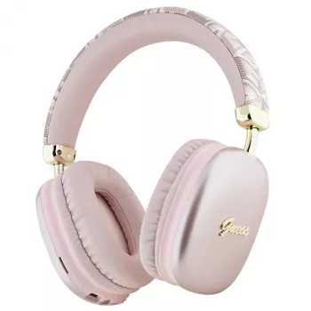 Guess Gcube Metallic Script Logo naglavne Bluetooth slušalke, roza