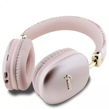Guess Gcube Metallic Script Logo naglavne Bluetooth slušalke, roza