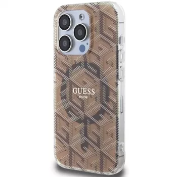Guess G-Cube trdi ovitek za iPhone 15 Pro 6,1 inch, rjav, IML MagSafe