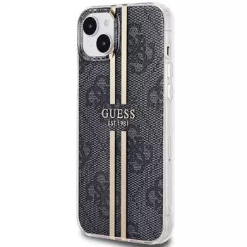 Guess GUHCP15MH4PSEGK trdi ovitek za Apple iPhone 15 Plus / 14 Plus 6,7 inch, črn, 4G zlati trakovi