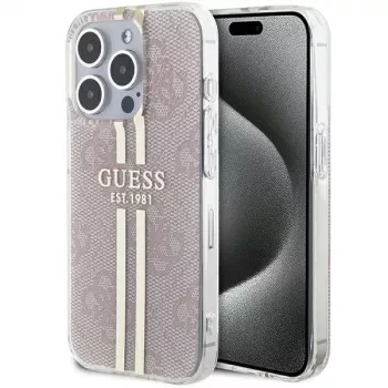 Guess GUHCP15LH4PSEGP iPhone 15 Pro 6,1 inch roza trdi ovitek IML 4G Gold Stripe