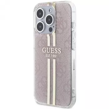 Guess GUHCP15LH4PSEGP iPhone 15 Pro 6,1 inch roza trdi ovitek IML 4G Gold Stripe