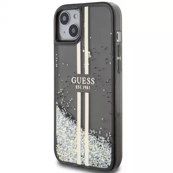 Guess GUHCP15MLFCSEGK trdi ovitek Liquid Glitter Gold Stripes za iPhone 15 Plus / 14 Plus 6,7 inch – črn