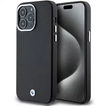 BMW Signature Wrapped Metal MagSafe ovitek za iPhone 15 Pro Max 6,7 palca črn