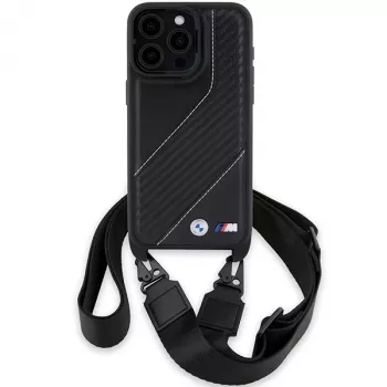 BMW BMHCP15X23PSCCK iPhone 15 Pro Max 6,7 palca črn trdi ovitek M Edition Carbon Stripe & Strap