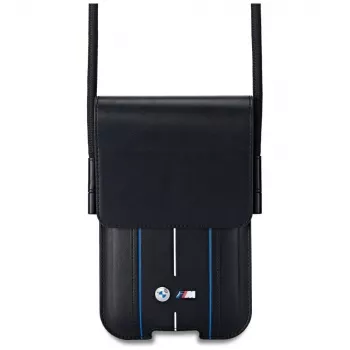 BMW torbica za telefon Blue Stripes, črna
