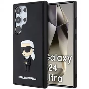 Karl Lagerfeld KLHCS24L3DRKINK trdi ovitek 3D Rubber Ikonik za Samsung Galaxy S24 Ultra – črn