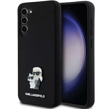 Karl Lagerfeld KLHCS23MSMHKCNPK trdi ovitek za Samsung Galaxy S23+ S916, silikon, črn, Karl & Choupette kovinska zaponka