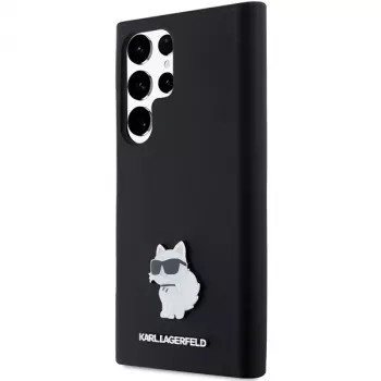 Karl Lagerfeld KLHCS23LSMHCNPK S23 Ultra S918 črn silikonski trdi ovitek Choupette kovinska zaponka