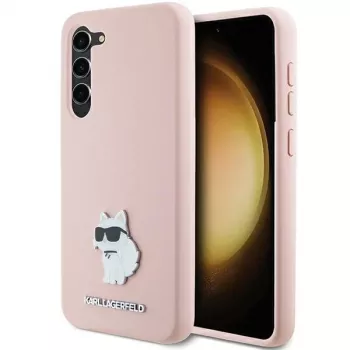 Karl Lagerfeld KLHCS23MSMHCNPP silikonski ovitek za Samsung Galaxy S23+ s kovinsko zaponko Choupette – roza