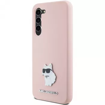 Karl Lagerfeld KLHCS23MSMHCNPP silikonski ovitek za Samsung Galaxy S23+ s kovinsko zaponko Choupette – roza
