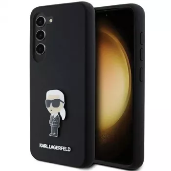 Karl Lagerfeld Ikonik kovinska zaponka silikonski ovitek za Samsung Galaxy S23 – črn