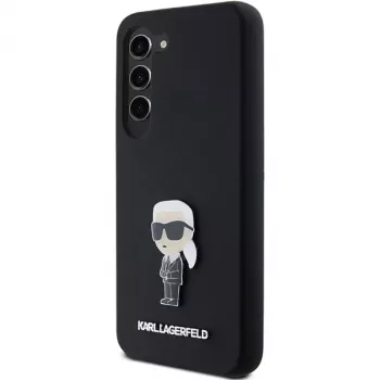 Karl Lagerfeld Ikonik kovinska zaponka silikonski ovitek za Samsung Galaxy S23 – črn