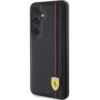 Ferrari FEHCS24SN3DUR S24 S921 črn trdi ovitek Carbon Printed Line za Samsung Galaxy S24