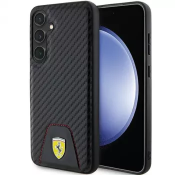 Ferrari FEHCS24MN3PUK trdi ovitek za Samsung Galaxy S24+ (SM-S926) – Carbon Stitched Bottom – črn