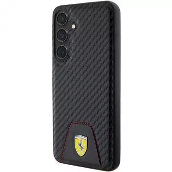 Ferrari FEHCS24MN3PUK trdi ovitek za Samsung Galaxy S24+ (SM-S926) – Carbon Stitched Bottom – črn