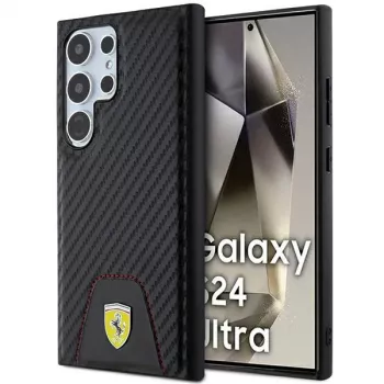 Ferrari FEHCS24LN3PUK trdi ovitek za Samsung Galaxy S24 Ultra, Carbon Stitched Bottom, črn