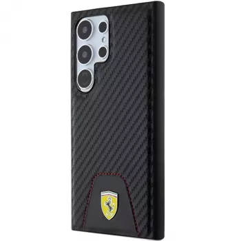 Ferrari FEHCS24LN3PUK trdi ovitek za Samsung Galaxy S24 Ultra, Carbon Stitched Bottom, črn