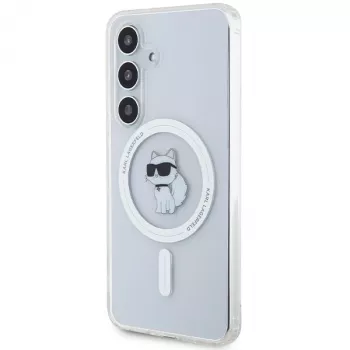 Karl Lagerfeld KLHMS24SHFCCNOT trdi ovitek za Samsung Galaxy S24, prozoren, MagSafe, dizajn Choupette