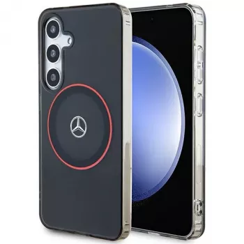 Mercedes-Benz S24 trdi ovitek Double Layer z rdečim MagSafe za Samsung Galaxy S24 – črn